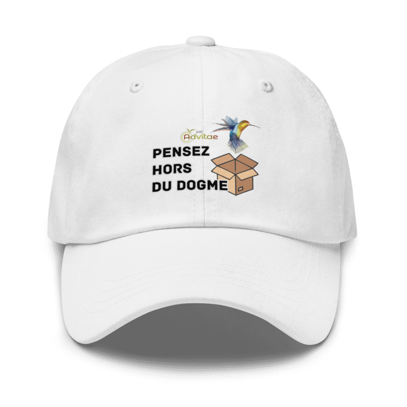 Casquette blanche 'Pensez hors du dogme'