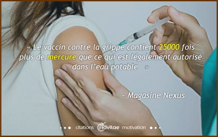 Vaccin contre la grippe, 25000 fois le mercure lgalement autoris dans l'eau potable